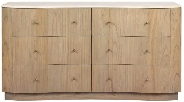 Juno Modern Classic Cream Marble Brown Wood Double Dresser