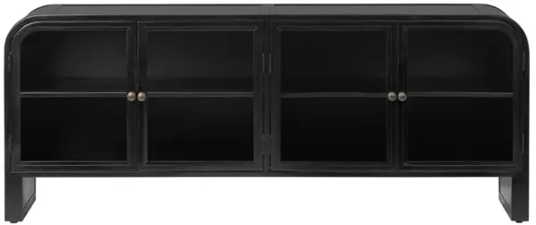 Sheila Updated Traditional Black Iron Curved Media Console - 70"