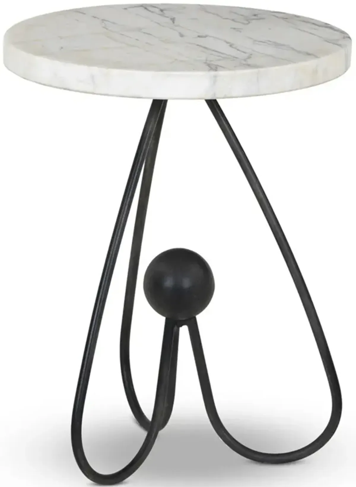 Regina Modern Classic White Marble Black Iron Round End Table