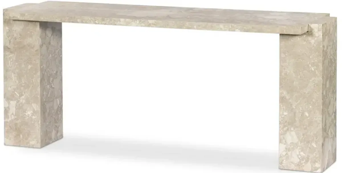 Valerie Modern Classic Beige Marble Rectangular Console Table