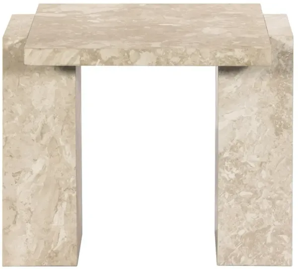 Valerie Modern Classic Beige Marble Rectangular End Table