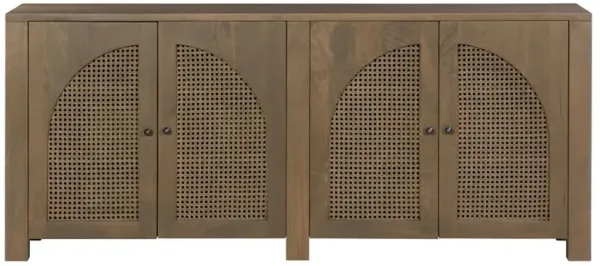 Kashton Mid Century Modern Taupe Mango Wood Arched Cane Sideboard