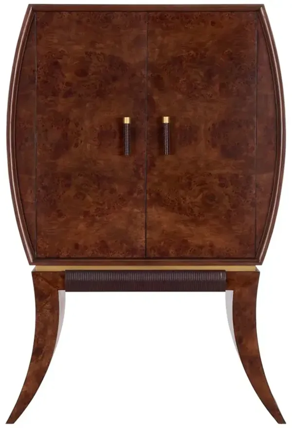 Varuna Updated Traditional Brown Burl Bar Cabinet
