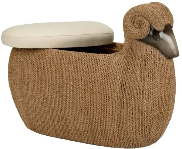 Raffaello Modern Classic Cream Woven Abaca Rope Ram Storage Stool