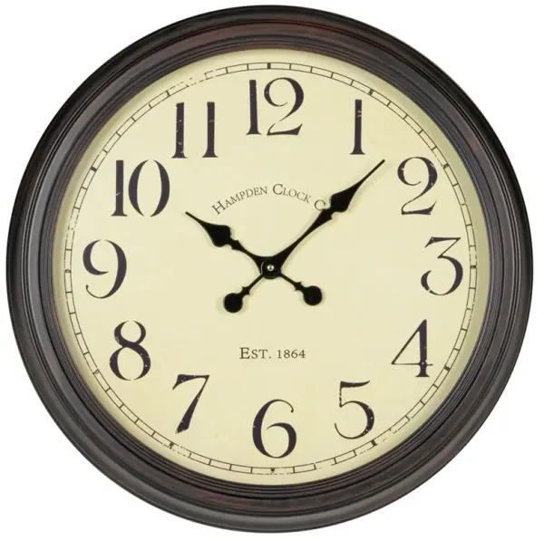 Winsley Updated Traditional Aged Black Metal Round Wall Clock