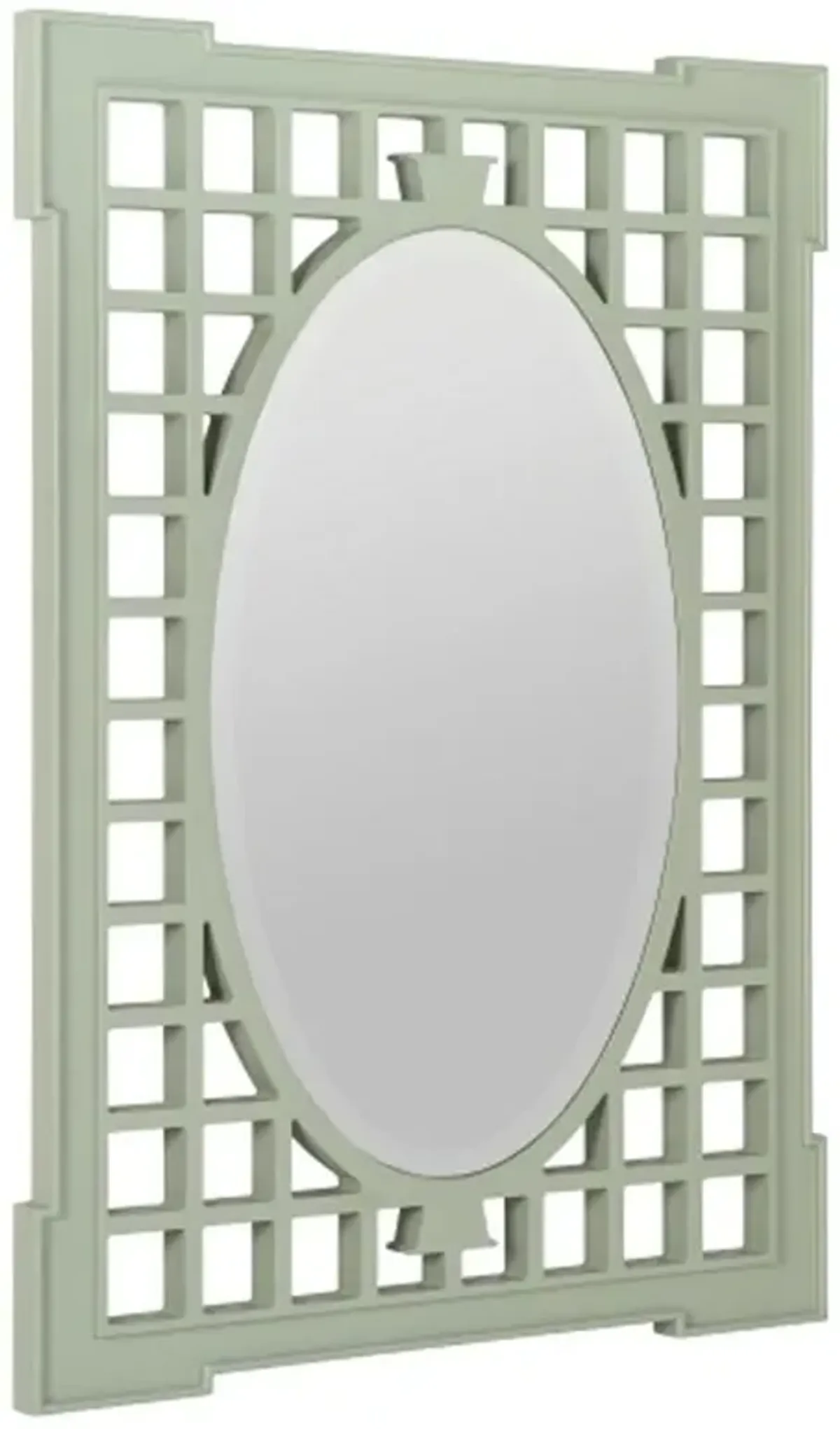 Jocelyn Traditional Sage Green Wood Lattice Frame Wall Mirror