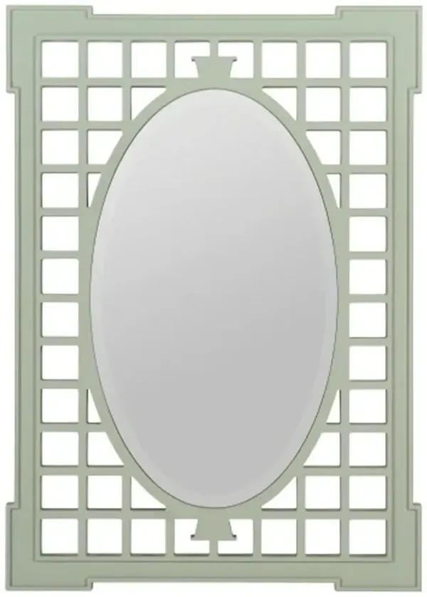 Jocelyn Traditional Sage Green Wood Lattice Frame Wall Mirror