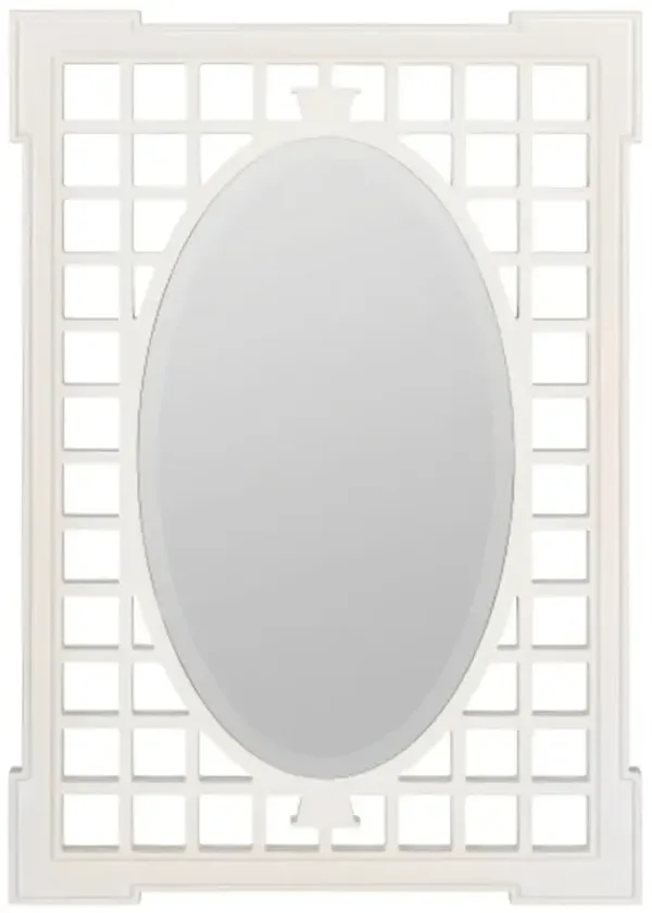 Jocelyn Traditional White Wood Lattice Frame Wall Mirror