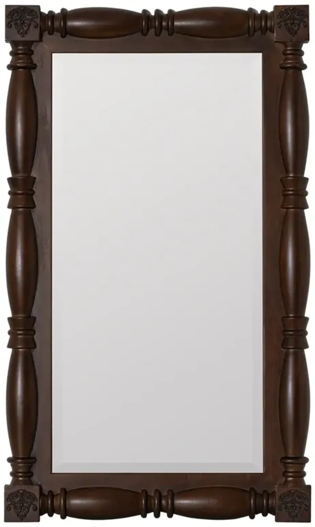 Sterling Traditional Dark Brown Wood Frame Rectangular Wall Mirror