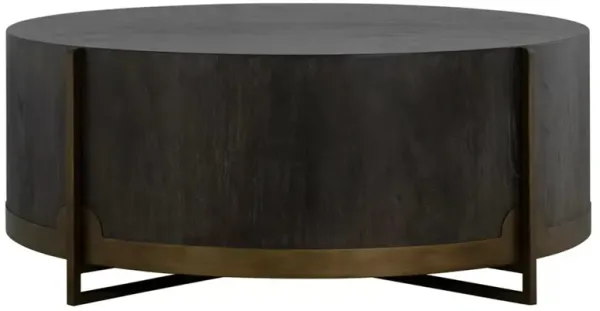 Clifton Modern Classic Black Wood Brass Round Coffee Table