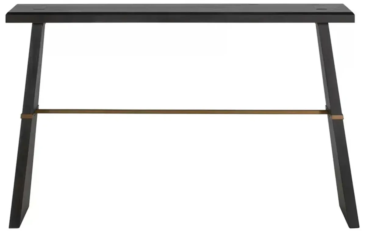Havana Modern Classic Black Wood Gold Iron Console Table
