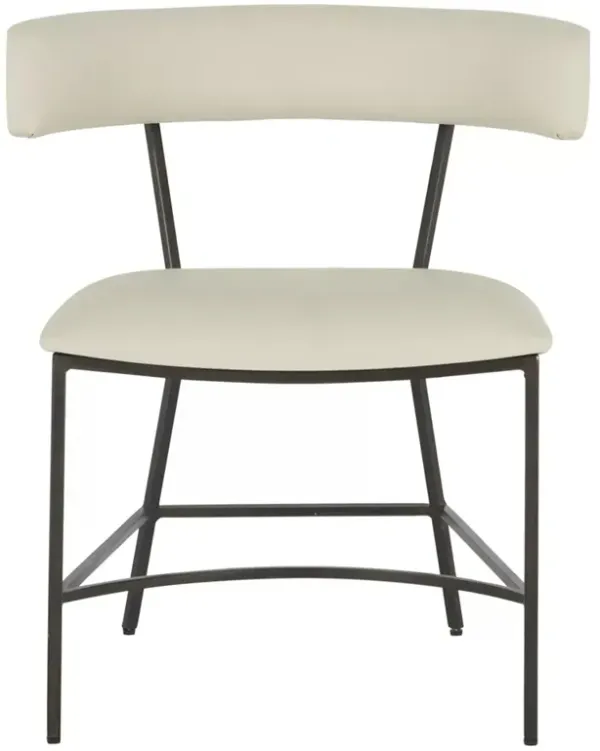 Matlock Modern Classic White Faux Leather Bronze Dining Side Chair