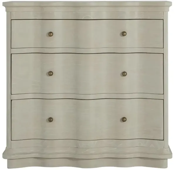 Meredith Updated Traditional Cerused White Wood Wavy Nightstand