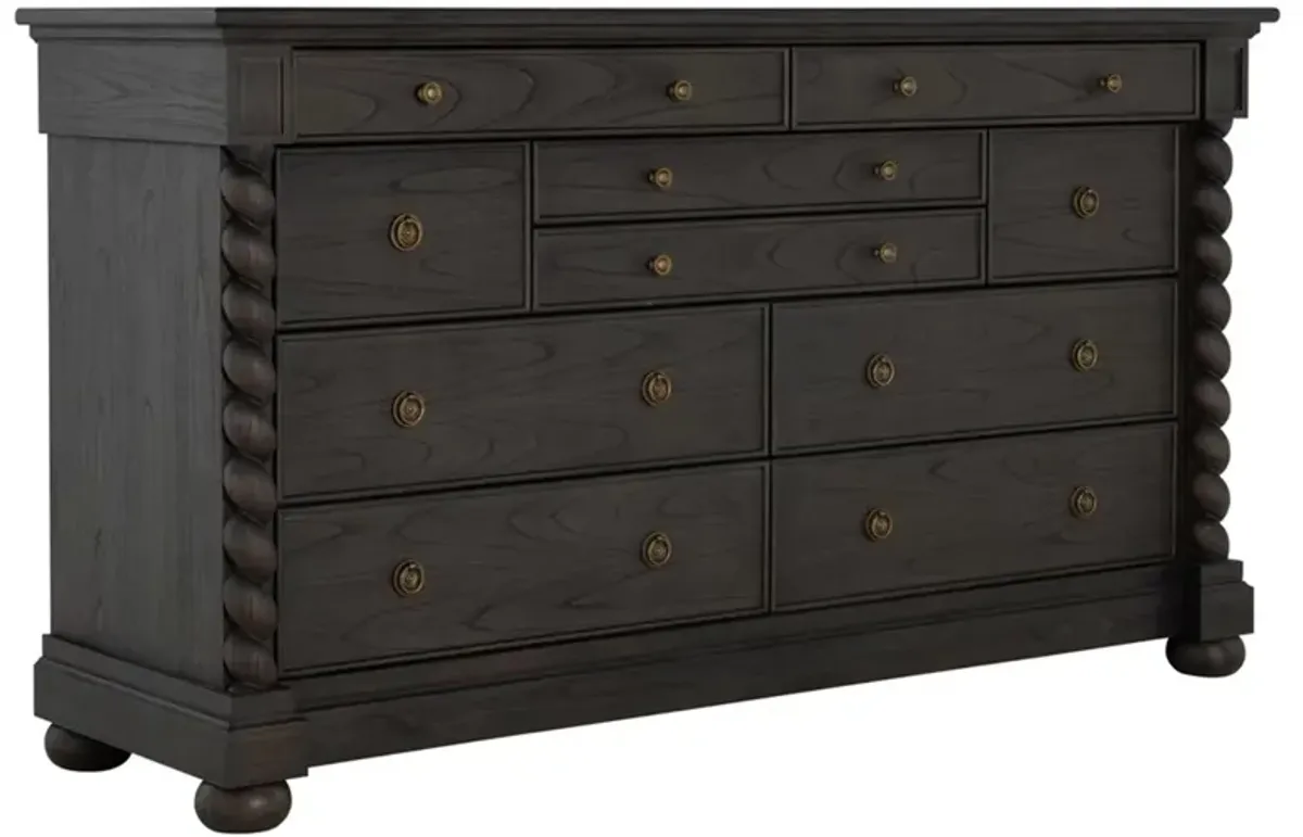 Burkhardt Updated Traditional Dark Brown Wood Dresser