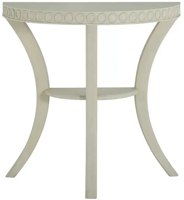 Linda Updated Traditional Off White Wood Demilune Console Table