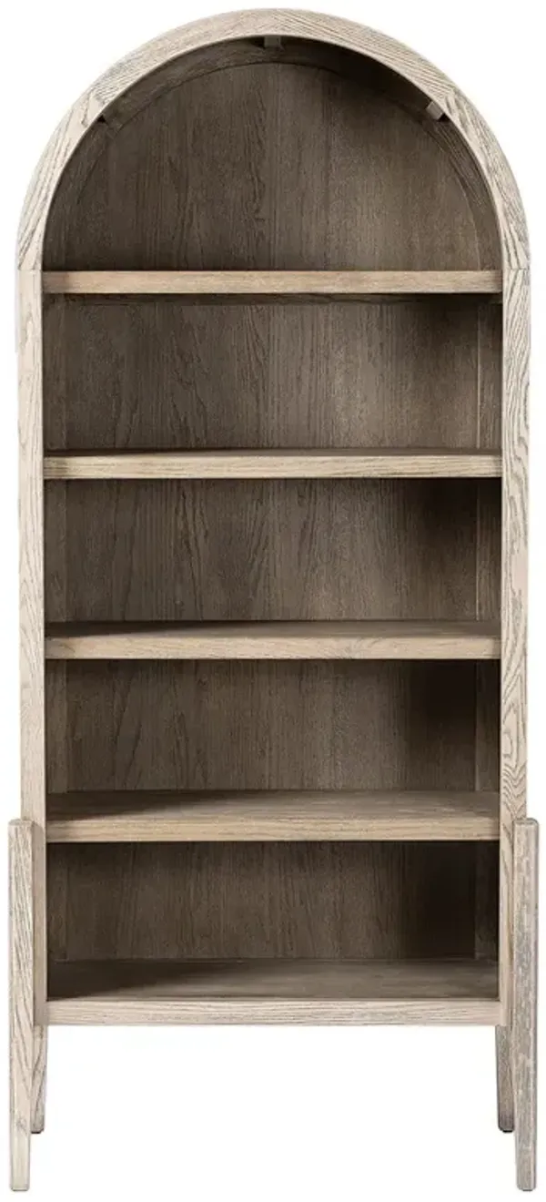Ivan Modern Classic White Oak Wood Arched Bookcase