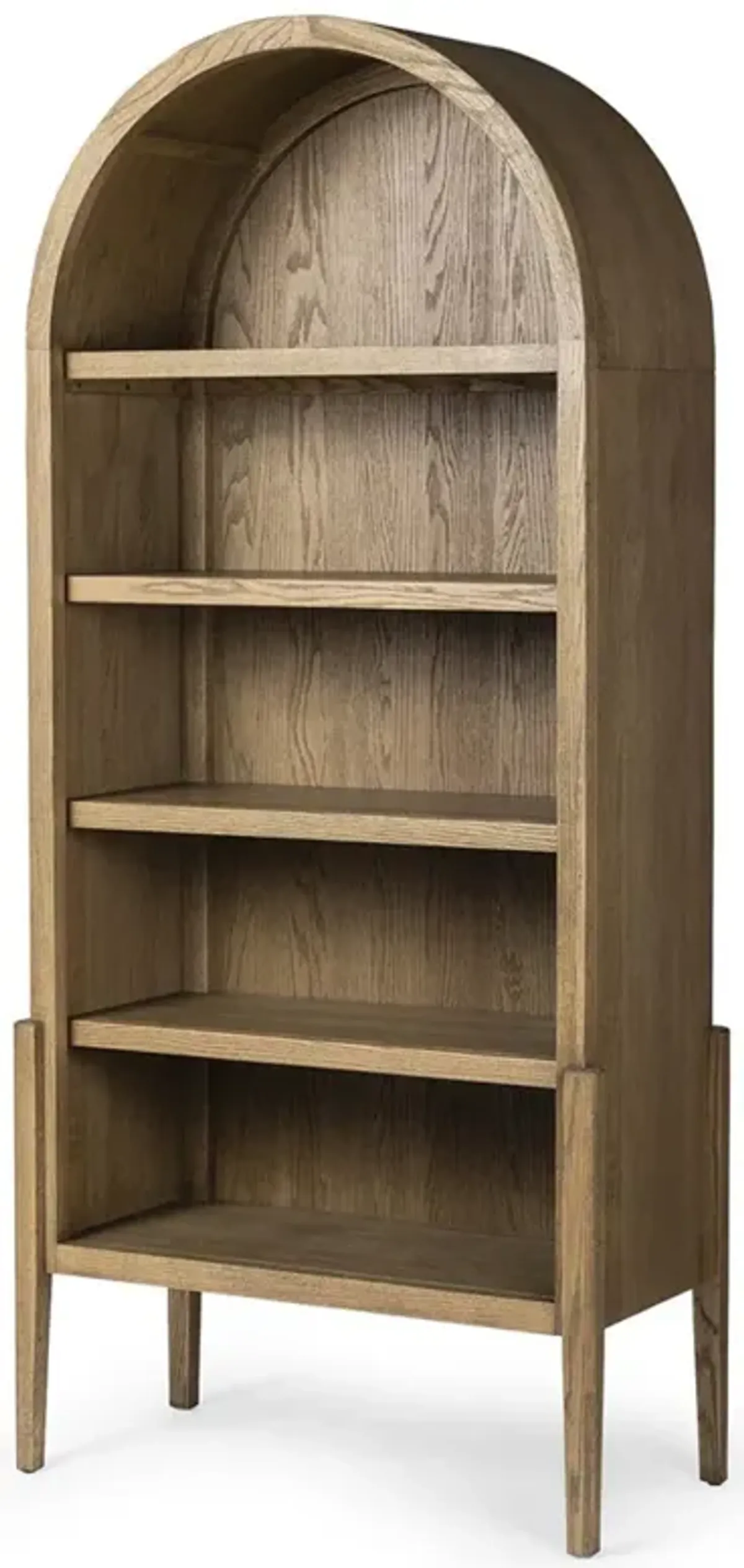 Ivan Modern Classic Brown Oak Wood Arched Bookcase