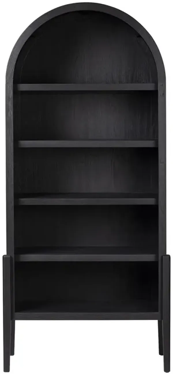 Ivan Modern Classic Black Oak Wood Arched Bookcase