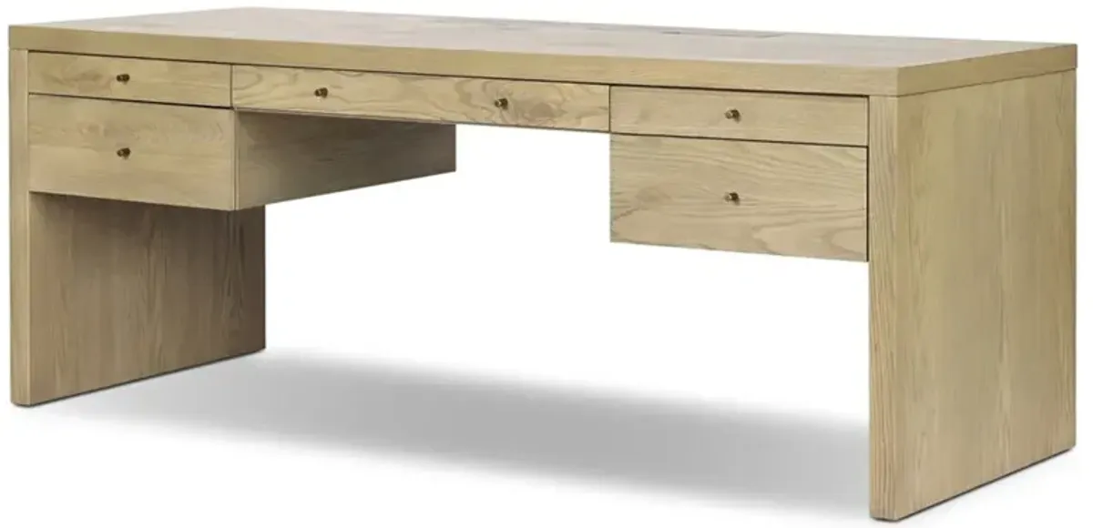 Julius Modern Classic Light Brown Oak Wood Executive Desk