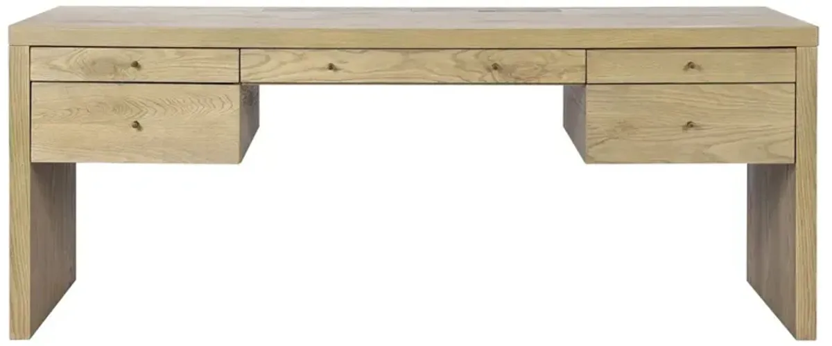 Julius Modern Classic Light Brown Oak Wood Executive Desk