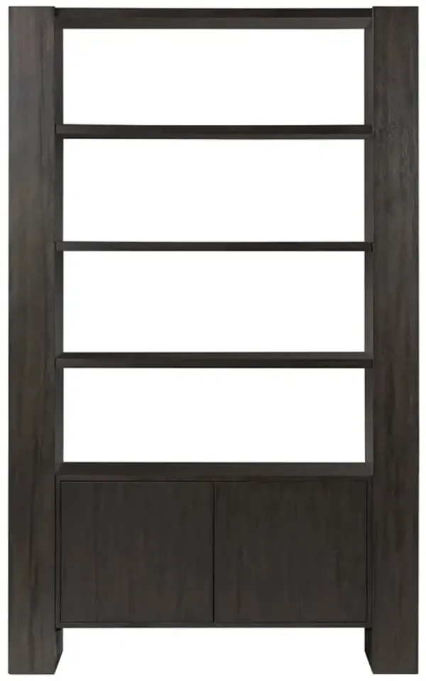 Finley Rustic Lodge Smoked Black Oak Wood Bookcase