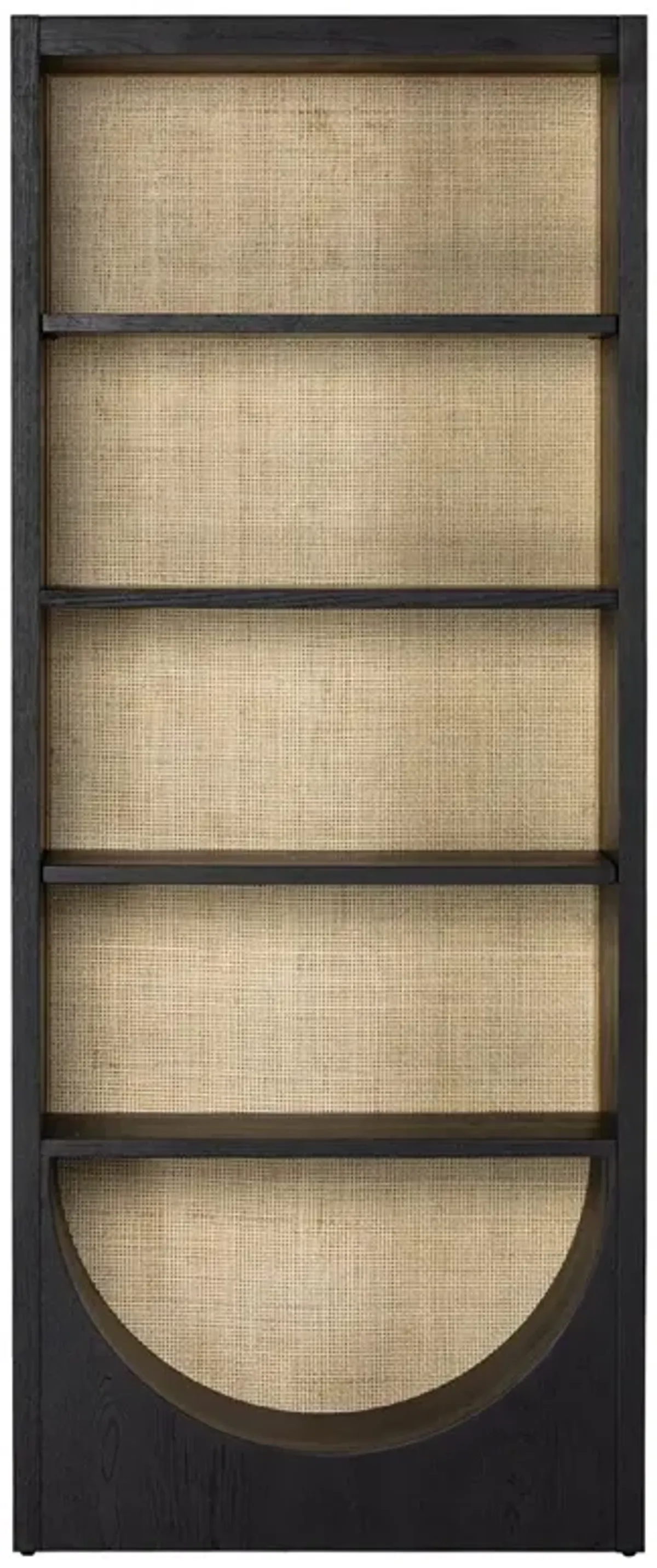 Hilary Modern Classic Black Oak Wood Beige Cane Bookcase