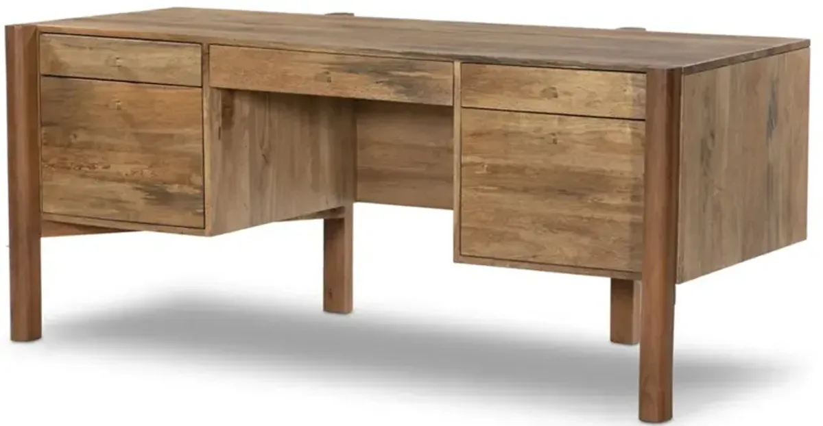 Rissa Modern Classic Brown Acacia Wood Desk