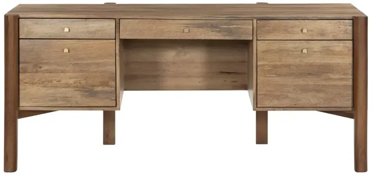 Rissa Modern Classic Brown Acacia Wood Desk
