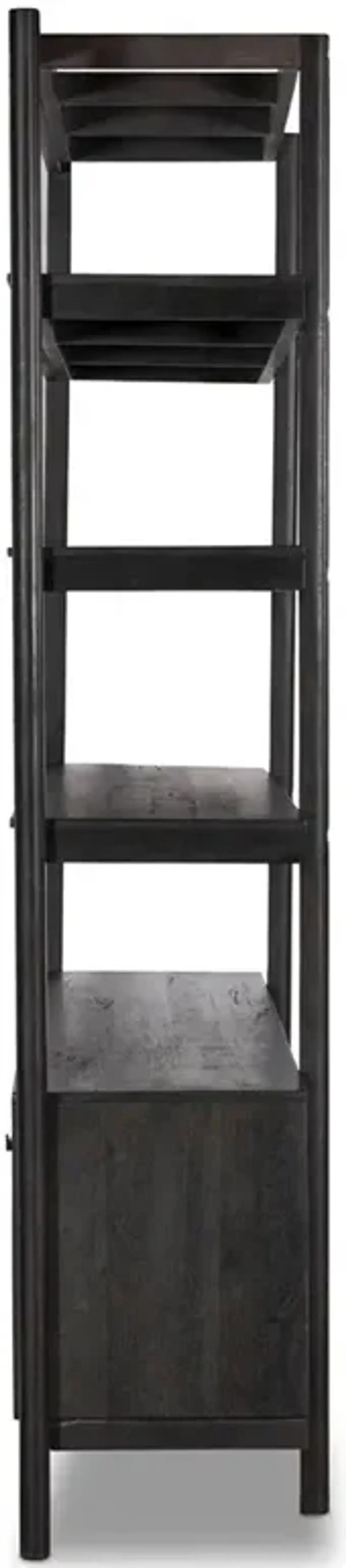 Rissa Modern Classic Black Acacia Wood Wide Bookcase