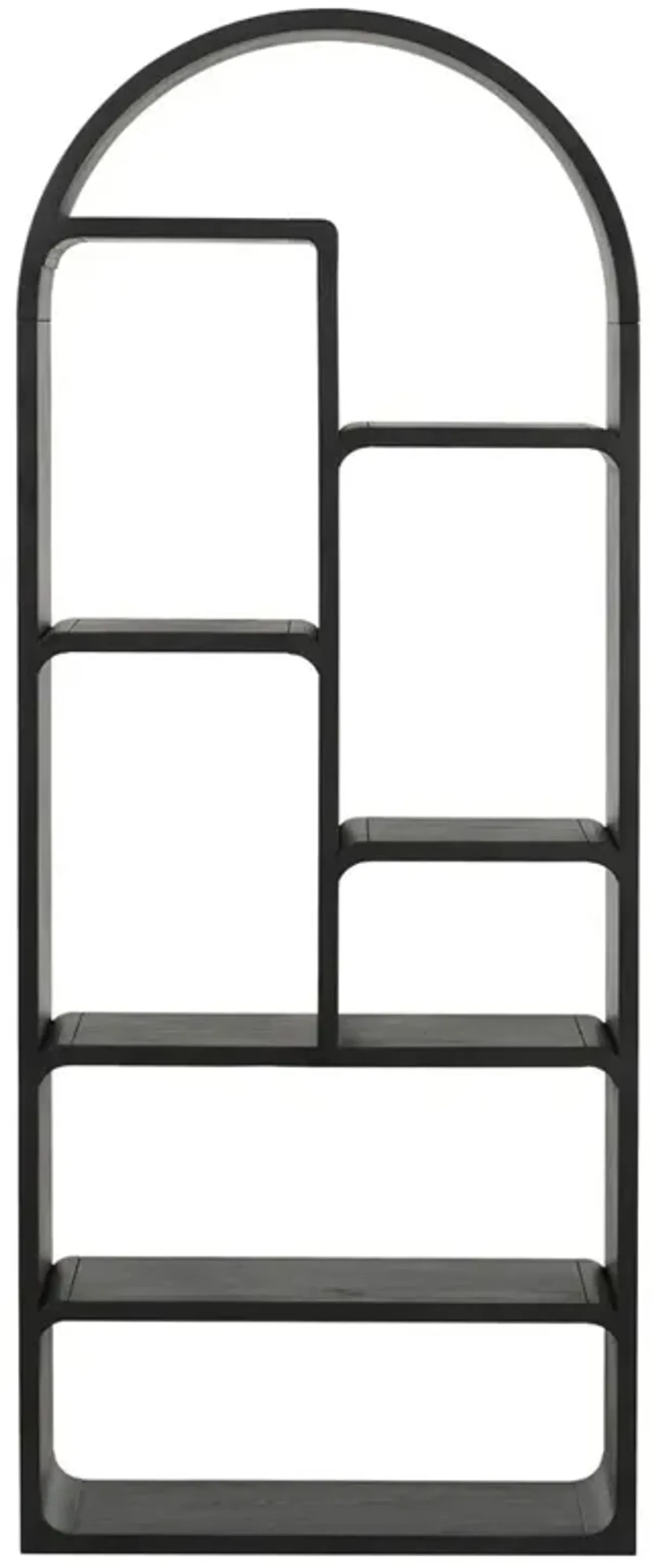 Rayna Modern Classic Black Oak Wood Arched Bookcase