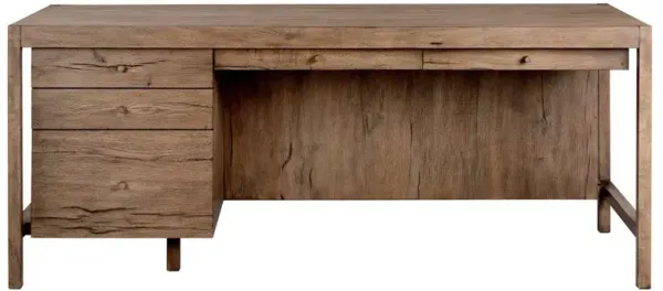 Sianna Rustic Lodge Brown Oak Wood Executive Desk