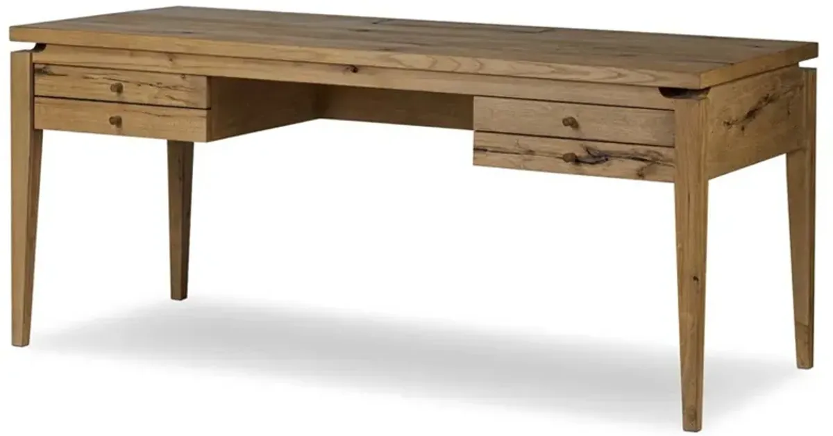 Blane Modern Classic Brown Oak Wood Desk