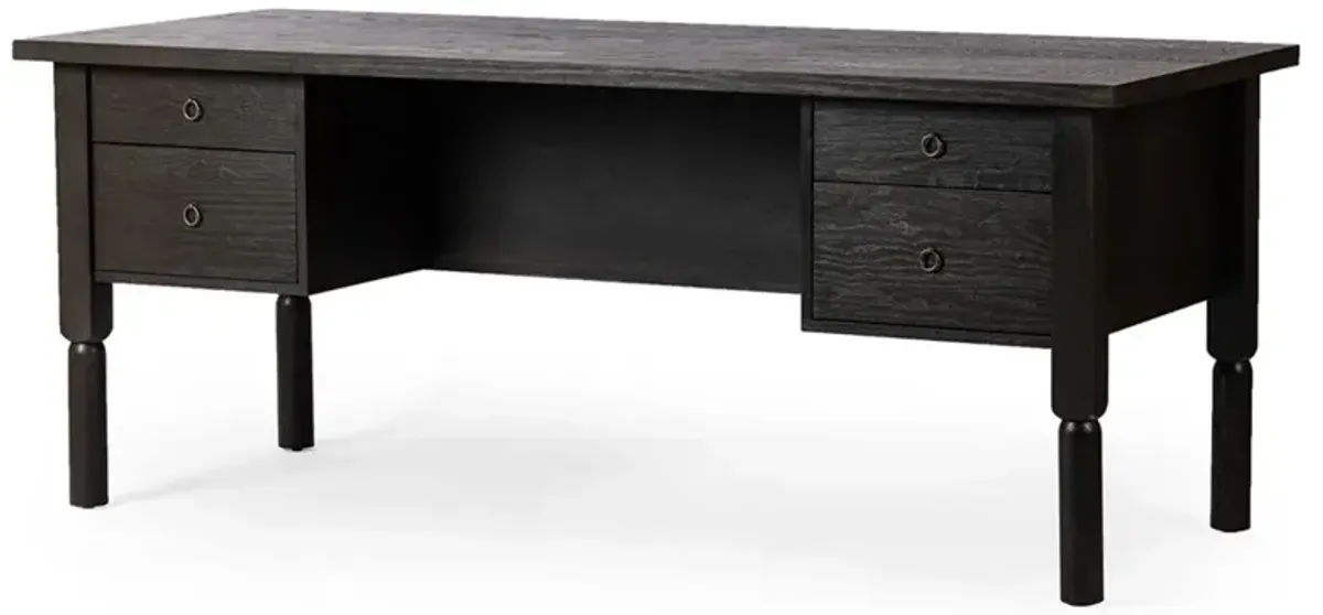 Coralie Updated Traditional Charcoal Oak Wood Desk