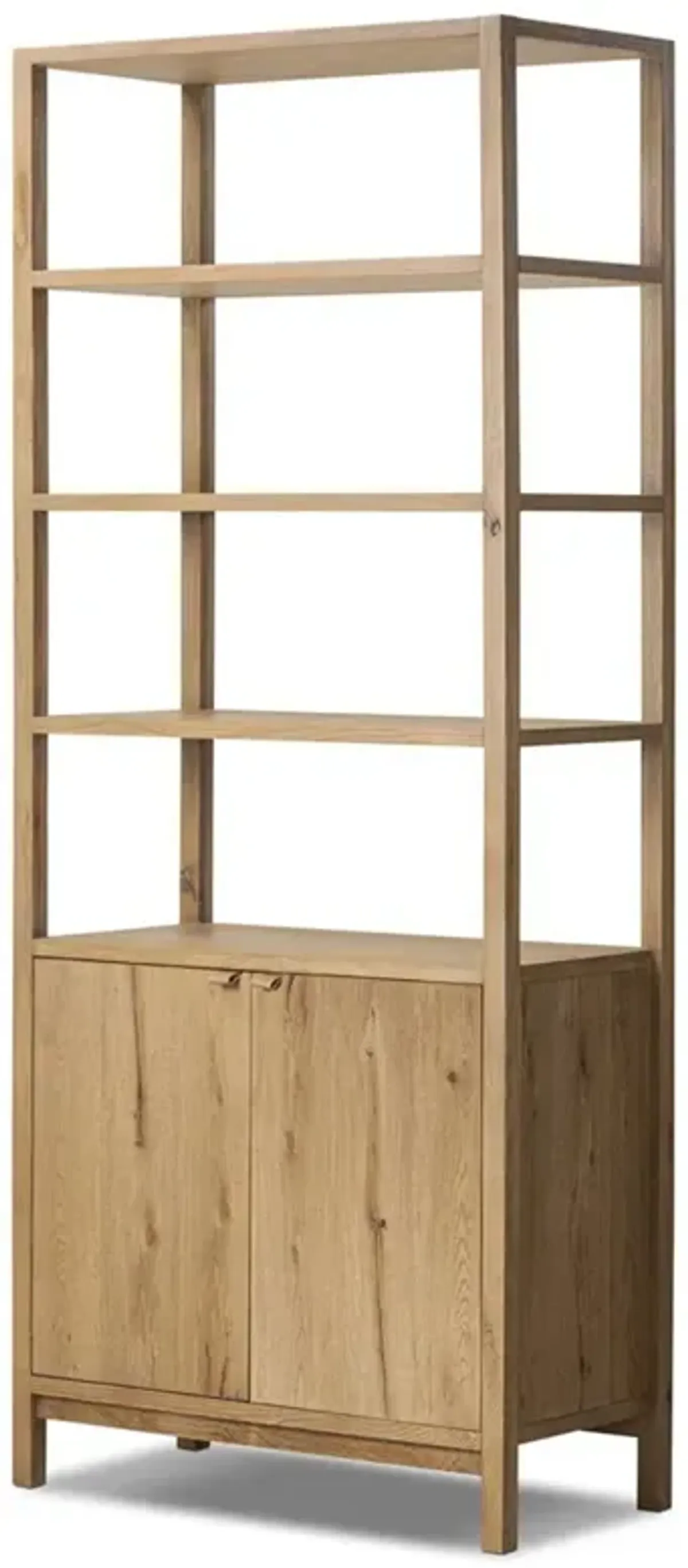 Taylin Coastal Beach Brown Oak Wood Bookcase