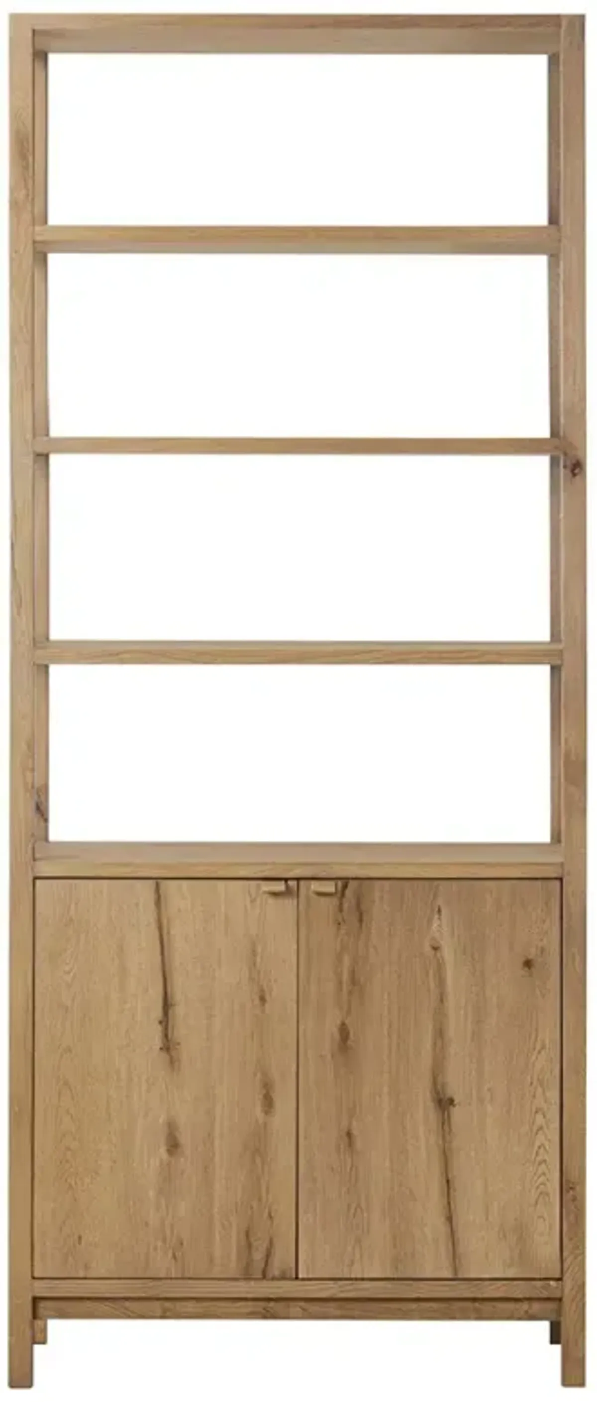 Taylin Coastal Beach Brown Oak Wood Bookcase