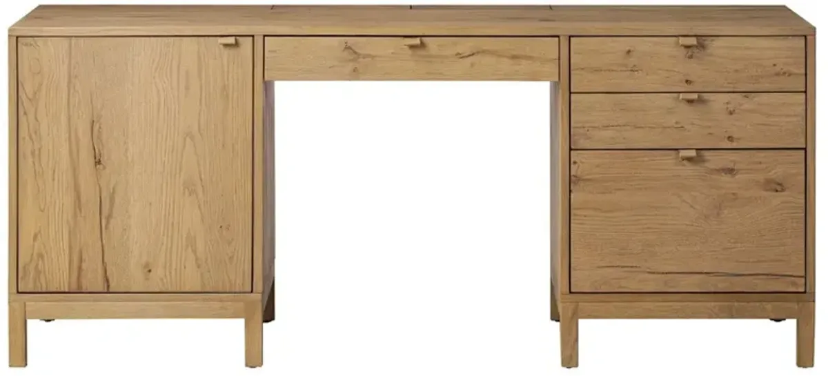 Taylin Coastal Beach Brown Oak Wood Executive Desk