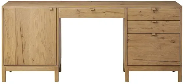 Taylin Coastal Beach Brown Oak Wood Executive Desk