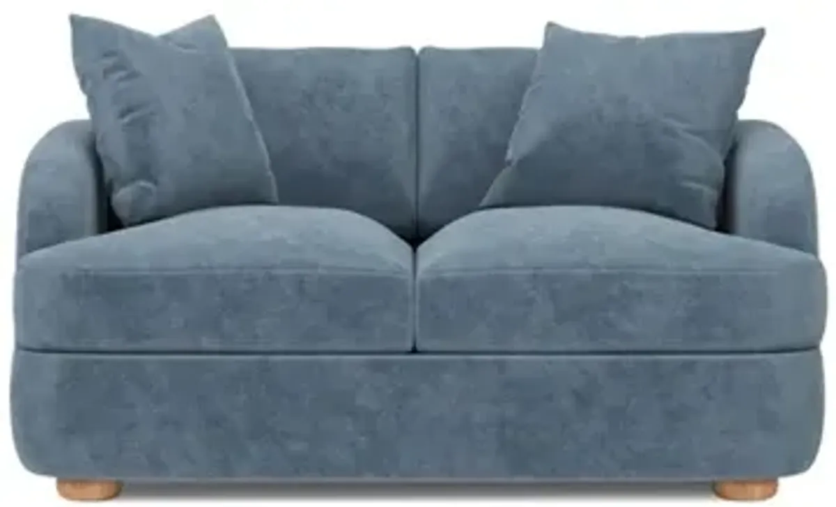 Kaysen Twilight Blue Performance Velvet Loveseat - 58”