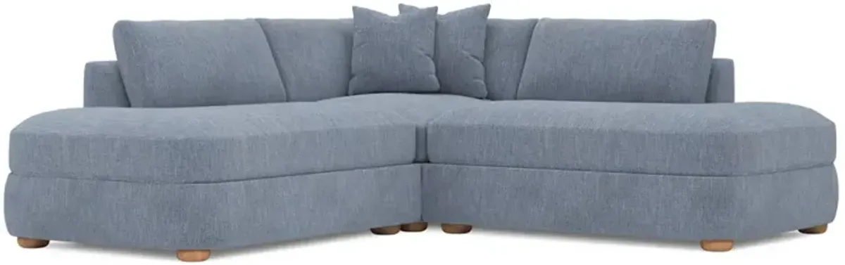 Kaysen Nantucket Blue Performance Corner Bumper Sectional - 90”