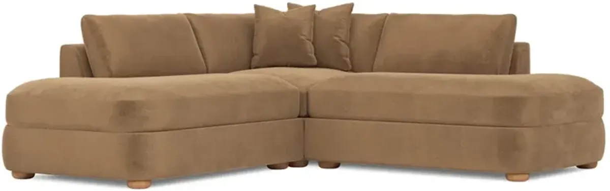 Kaysen Mocha Mist Performance Velvet Corner Bumper Sectional - 90”