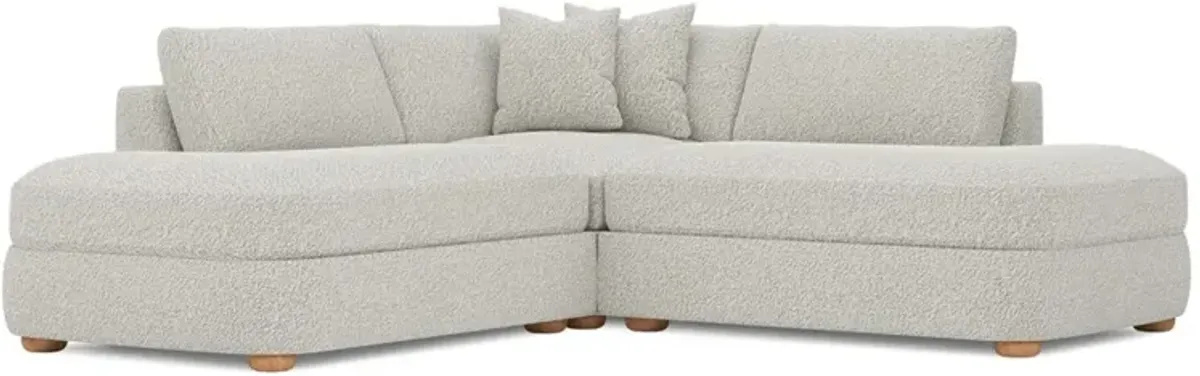 Kaysen Cloud Grey Textured Bouclé Corner Bumper Sectional - 90”