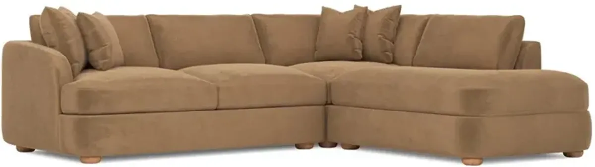 Kaysen Mocha Mist Performance Velvet Bumper Sectional - Right Bumper - 106”