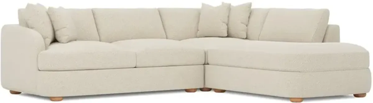 Kaysen Whipped Cream Textured Bouclé Bumper Sectional - Right Bumper - 106”
