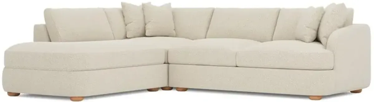 Kaysen Whipped Cream Textured Bouclé Bumper Sectional - Left Bumper - 106”