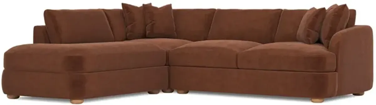 Kaysen Chocolate Mousse Performance Velvet Bumper Sectional - Left Bumper - 106”