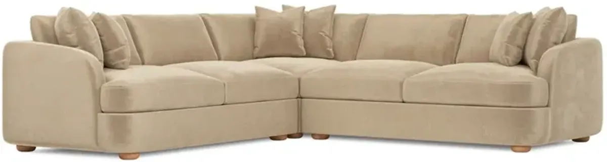 Kaysen Champagne Performance Velvet Corner Sectional - 106"