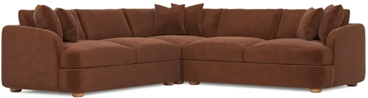 Kaysen Chocolate Mousse Performance Velvet Corner Sectional - 106"