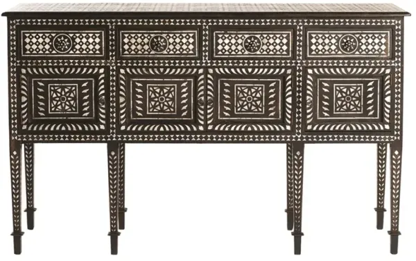 Chandi Modern Classic Brown Teak Mother of Pearl Inlay Sideboard