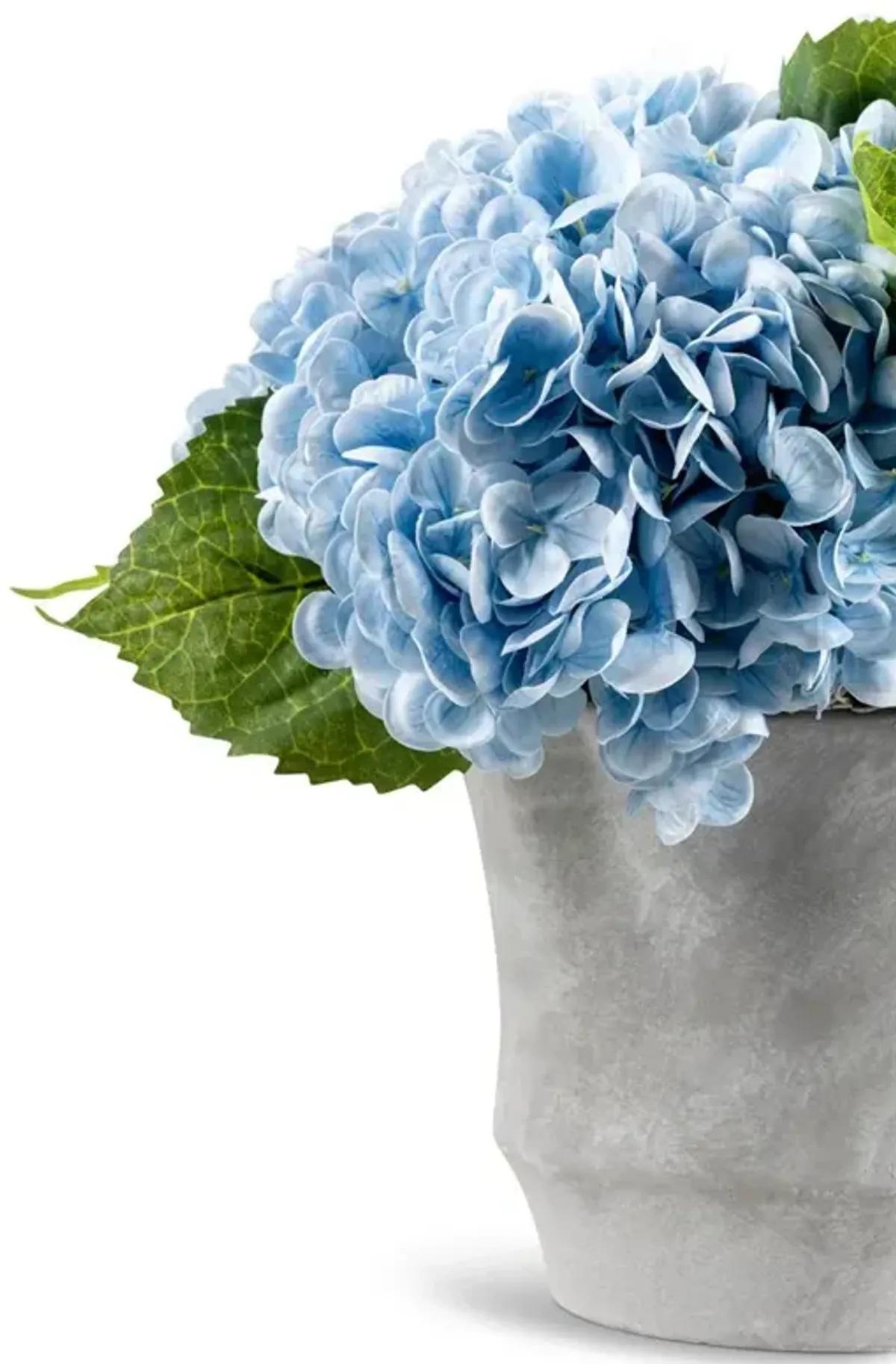 Rianne Updated Traditional Blue Hydrangea Grey Vase Faux Floral Arrangement