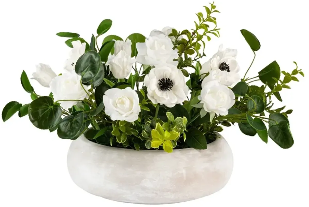 Lorianne Updated Traditional White Mixed Faux Floral Centerpiece